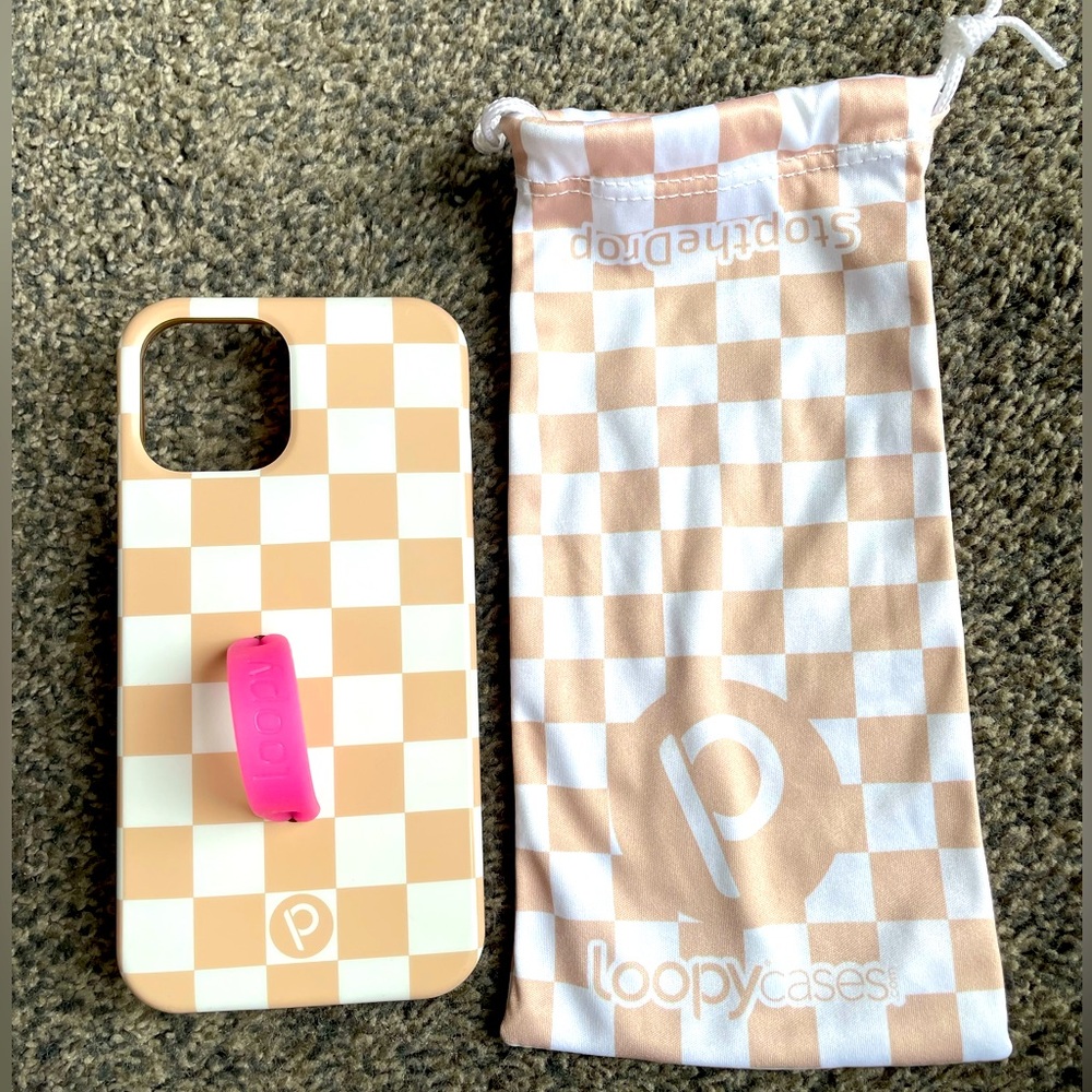 Loopy checkered Sand Dollar iPhone 12 case - PINK LOOP